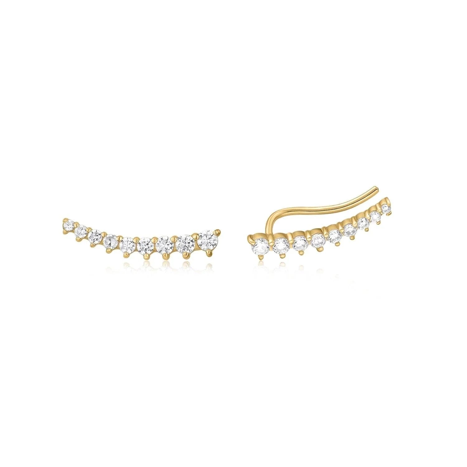 Gold and diamond ear climbers in 14K gold vermeil, crawl sold individually