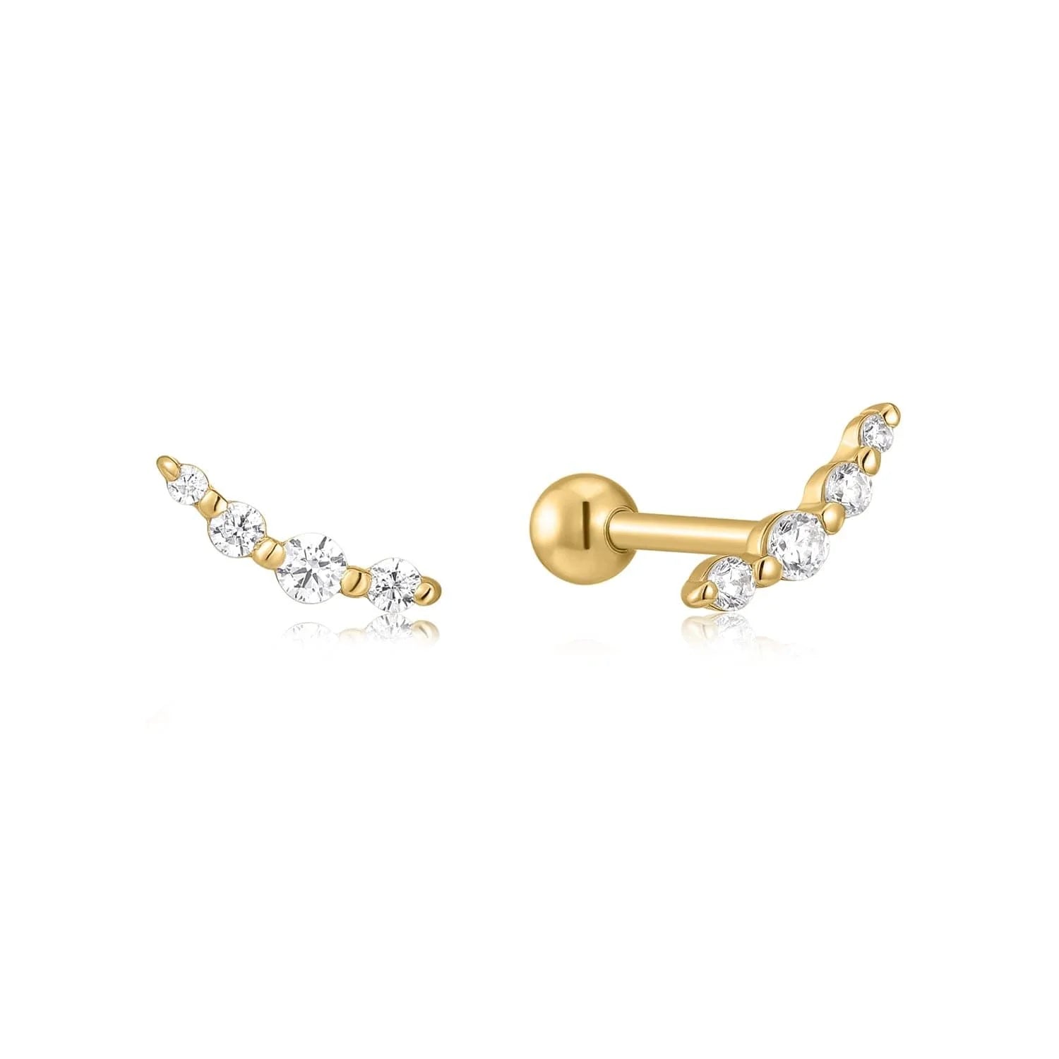 Gold helix earrings with cubic zirconia in 14k gold vermeil and sterling silver