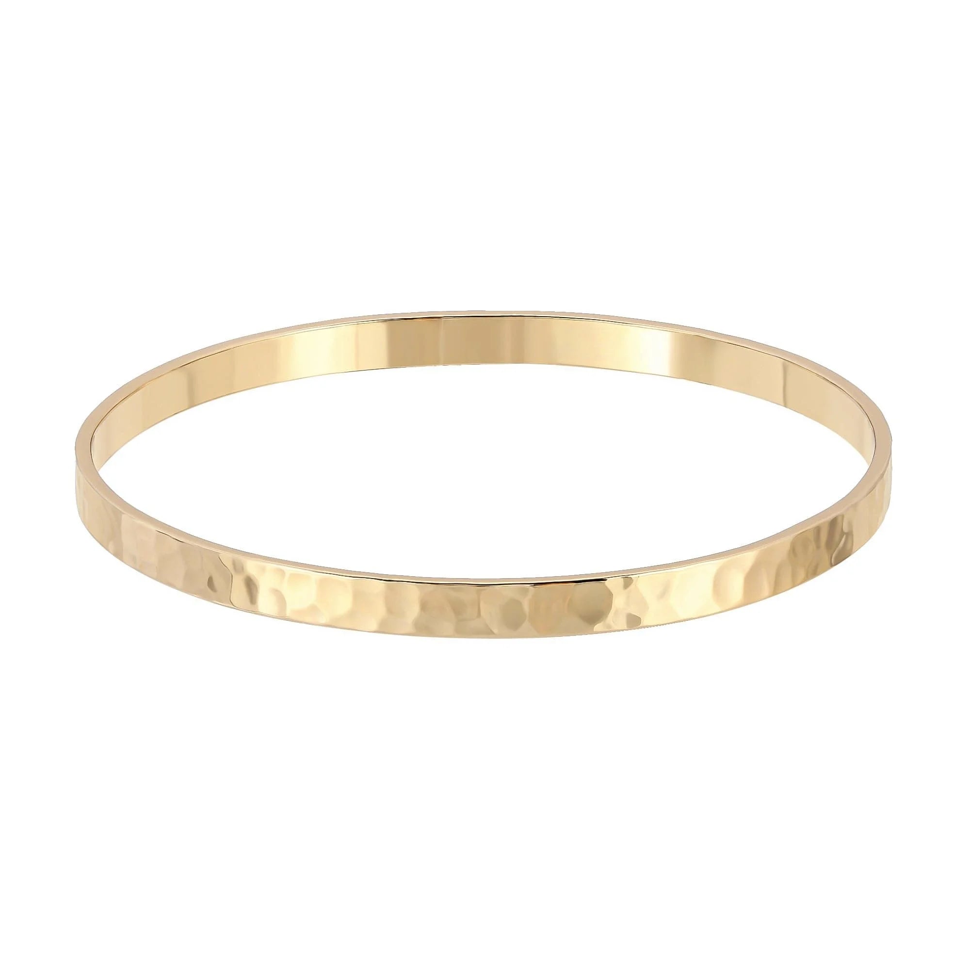 Gold hammered bangle, 8mm wide brass hammered jewelry for elegant style