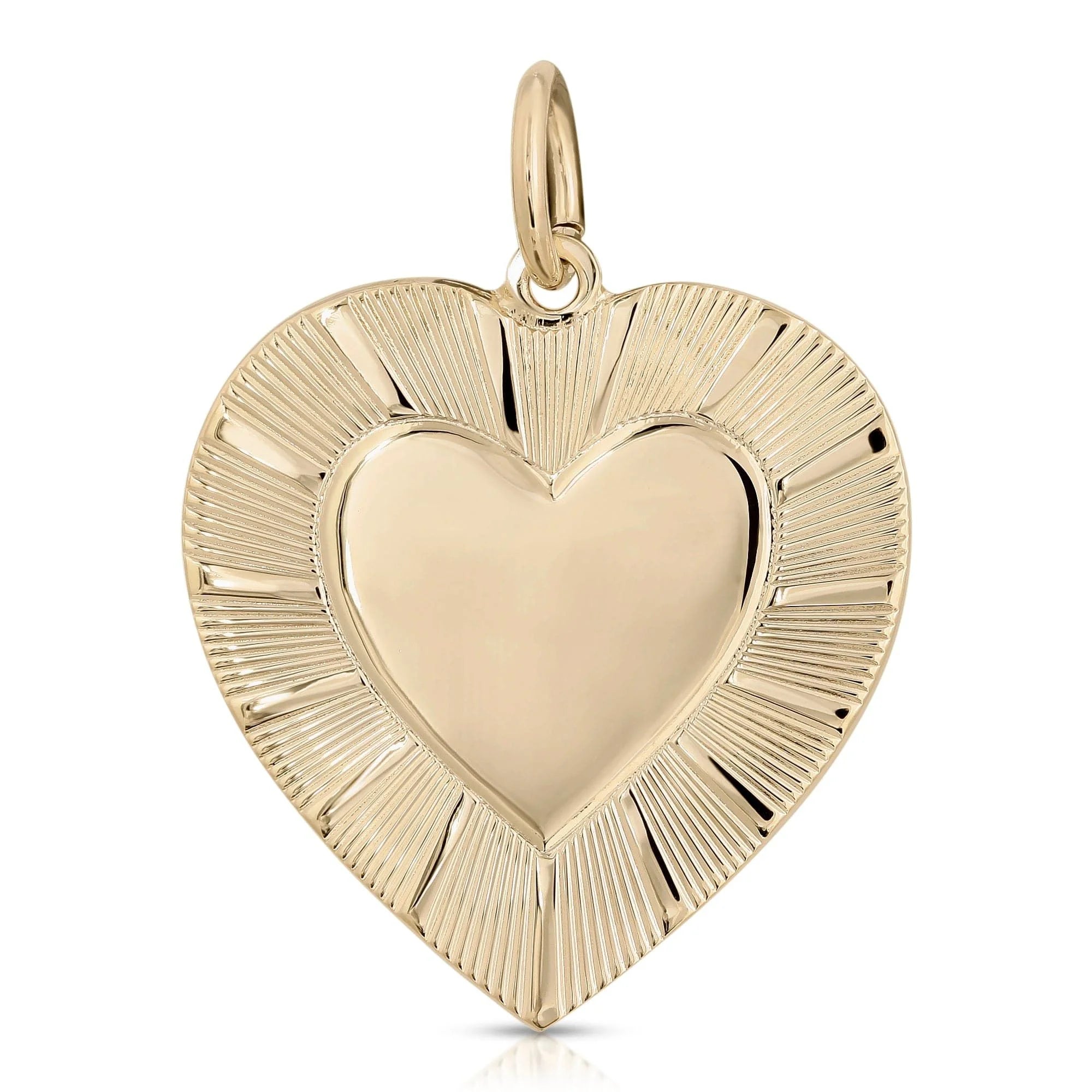 Gold heart pendant on Hildegard Pendant in brass plated 14k with gold heart measures