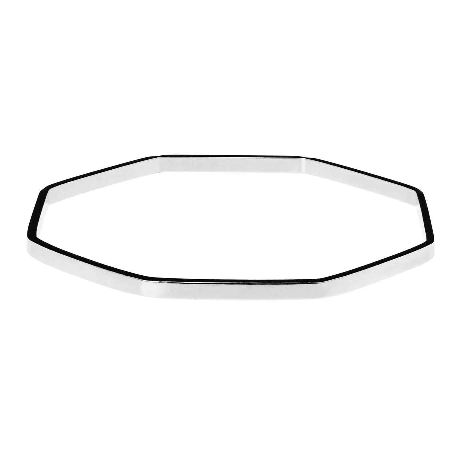 Octagon shaped silver bangle in Jerry Bangle collection, 14k yellow accent jewelry