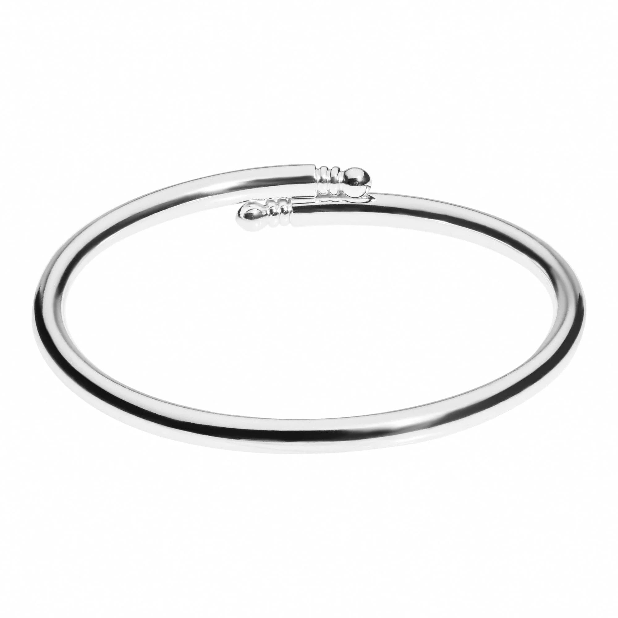 Silver open-ended brass bangle from Knob Ended Bangle collection