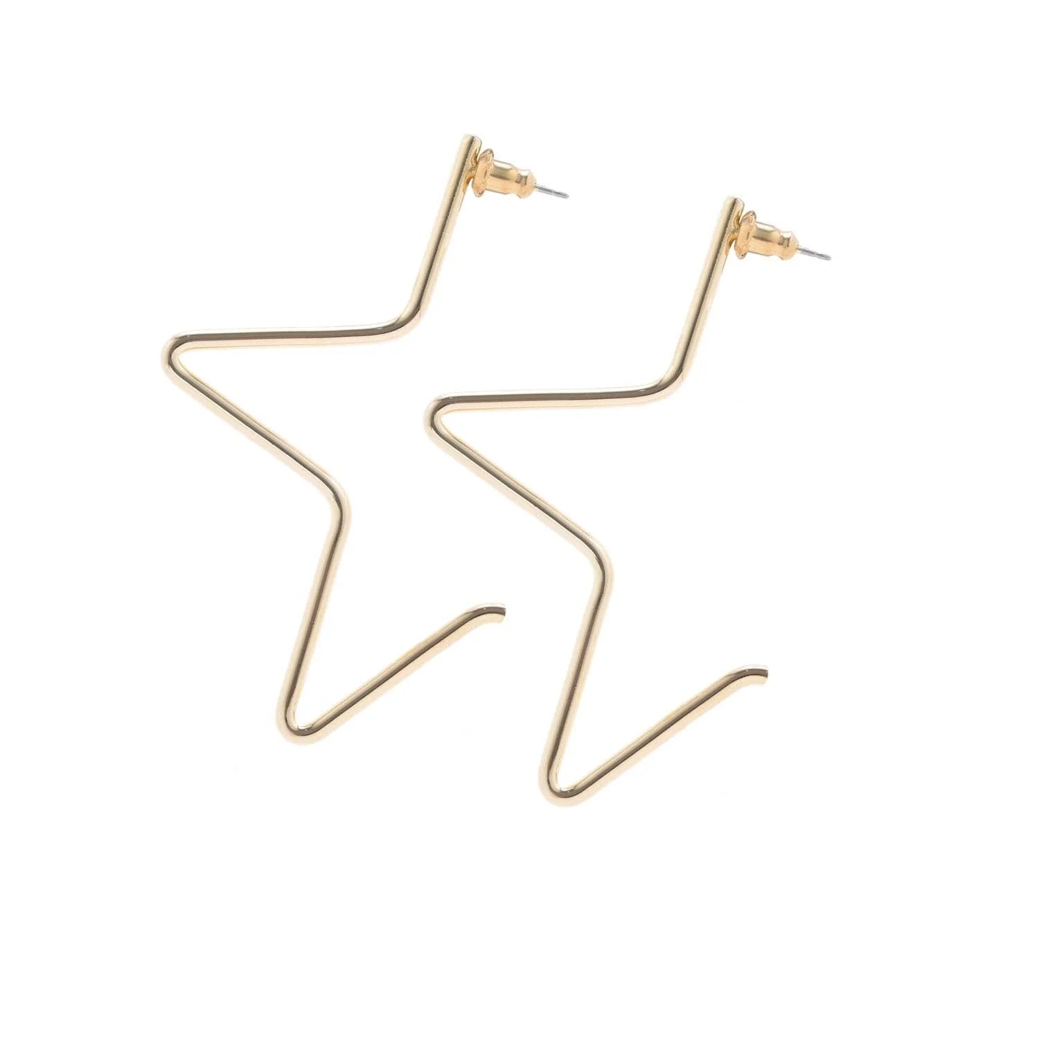 Gold star-shaped earrings in 14k yellow gold rhodium finish, star shape jewelry