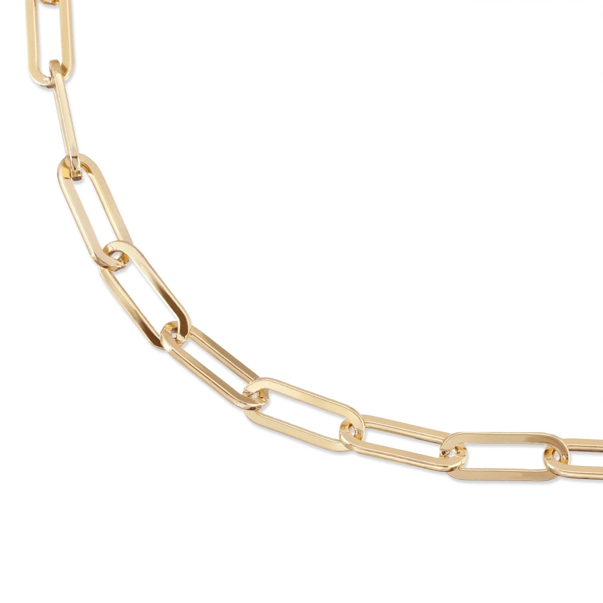 Golden elongated link chain bracelet in 14k gold featuring a stylish link chain design