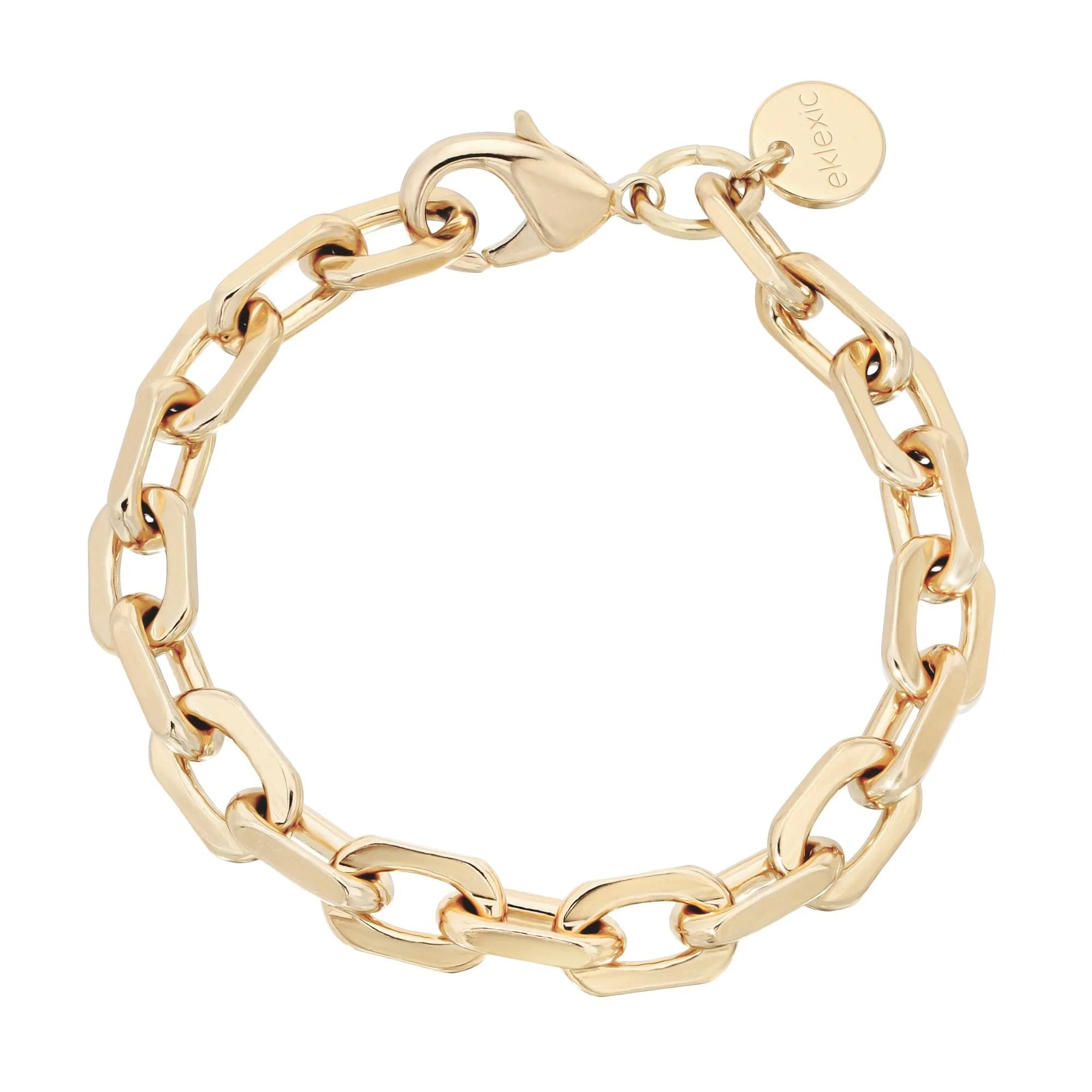 Gold-toned Lennon Bracelet with recycled brass chain and rhodium-silver material