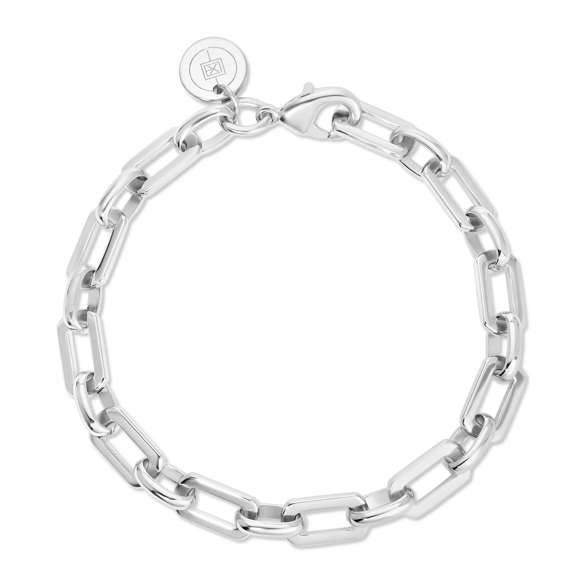 Silver rectangular link bracelet with 14k gold plating in the Liv Anklet collection