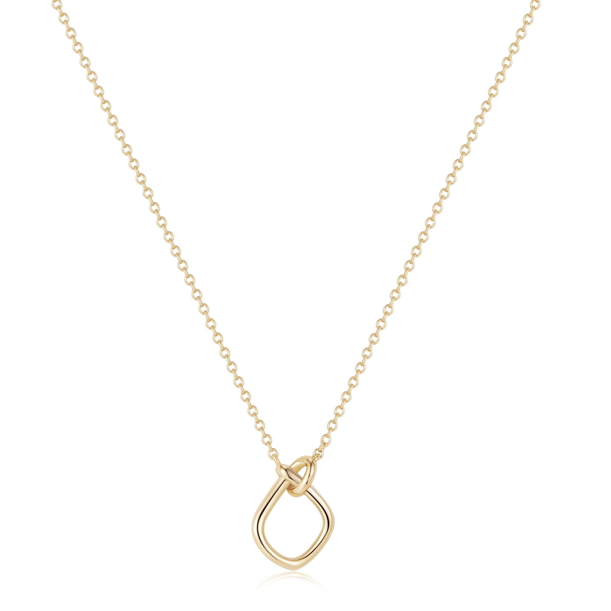 Gold necklace with abstract pendant, Love You Knot Necklace, 14k gold plated jewelry