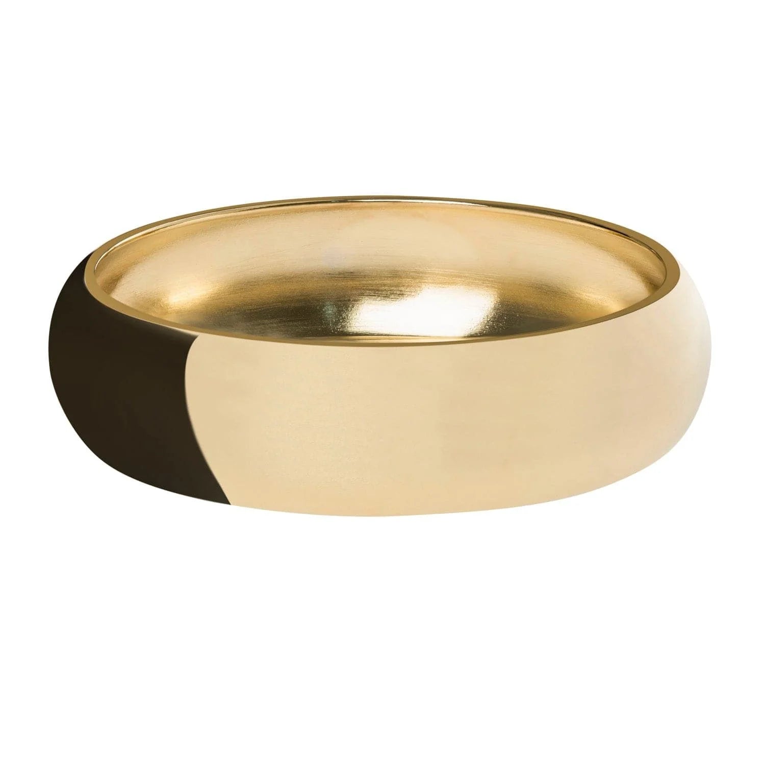 Gold-colored medium Athena Bangle made from recycled brass with inch-wide domed design