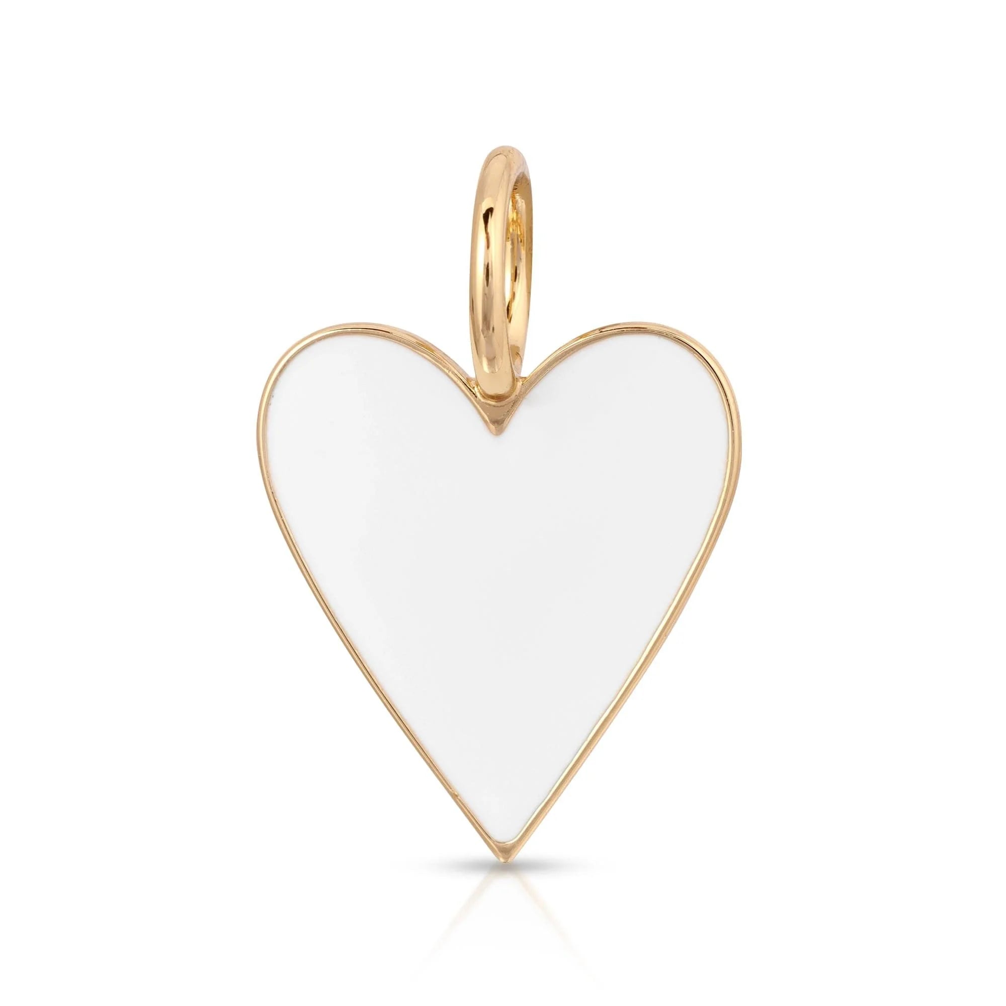 Gold-trimmed white heart pendant from Medium Enamel Helena with elongated link chain