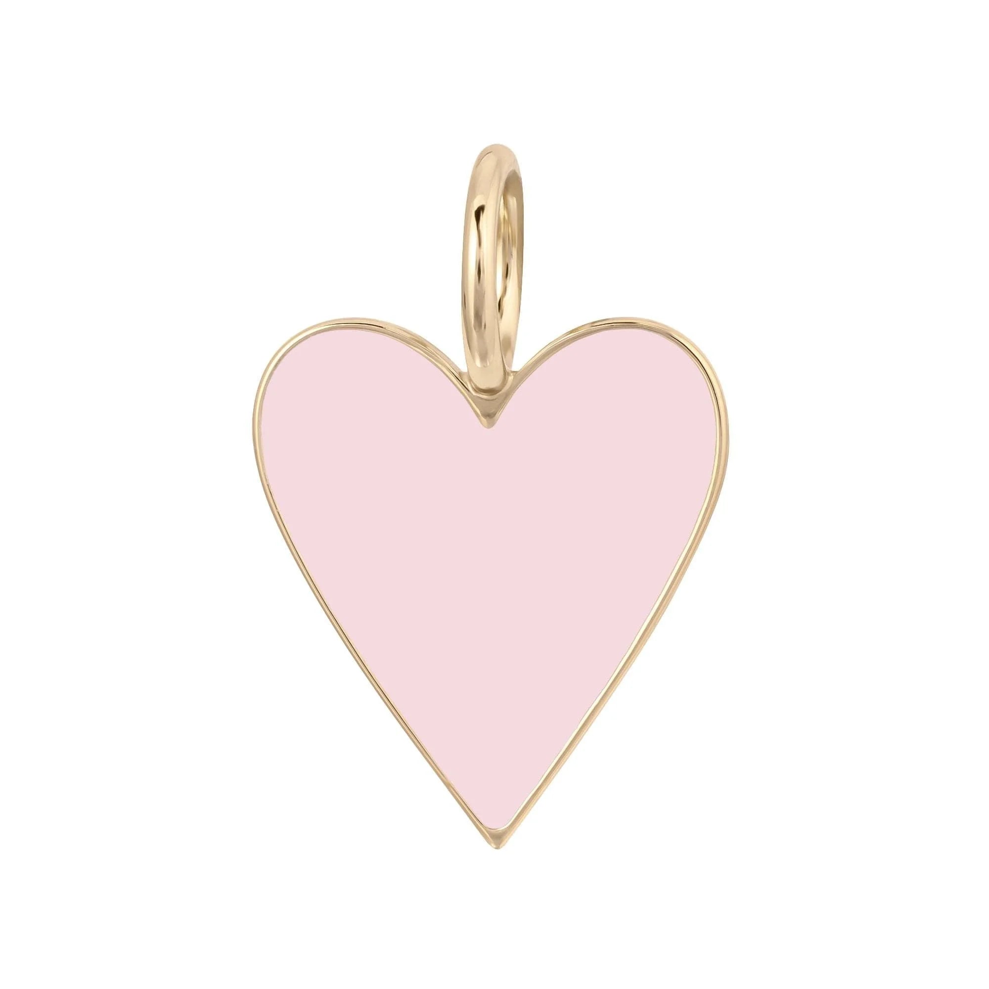 Pink enamel heart pendant with gold trim on medium enamel Helena or enamel Helena pendant