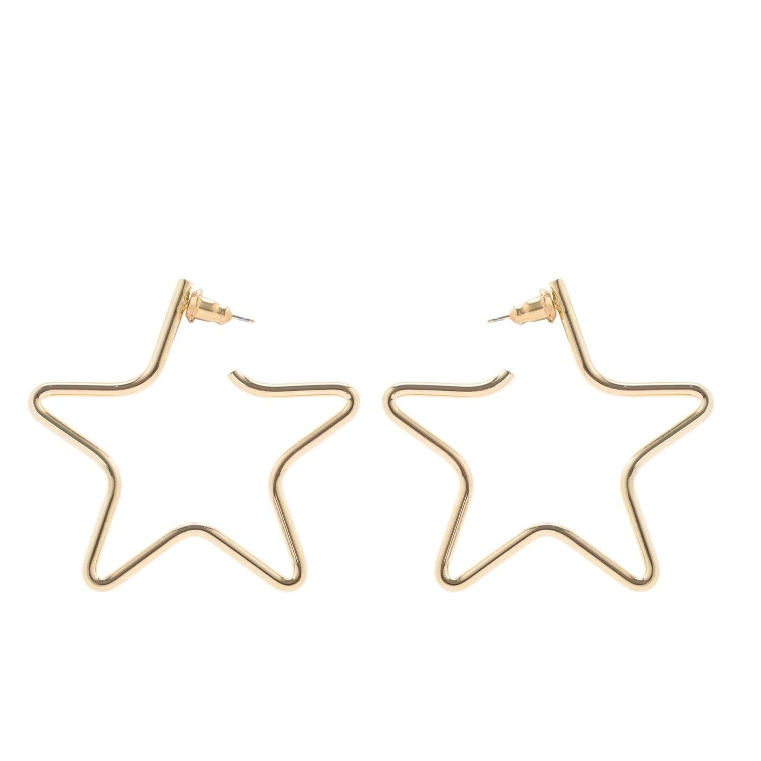 Medium Full Star Earrings in 14k Yellow Gold Rhodium with Brass Earring Design