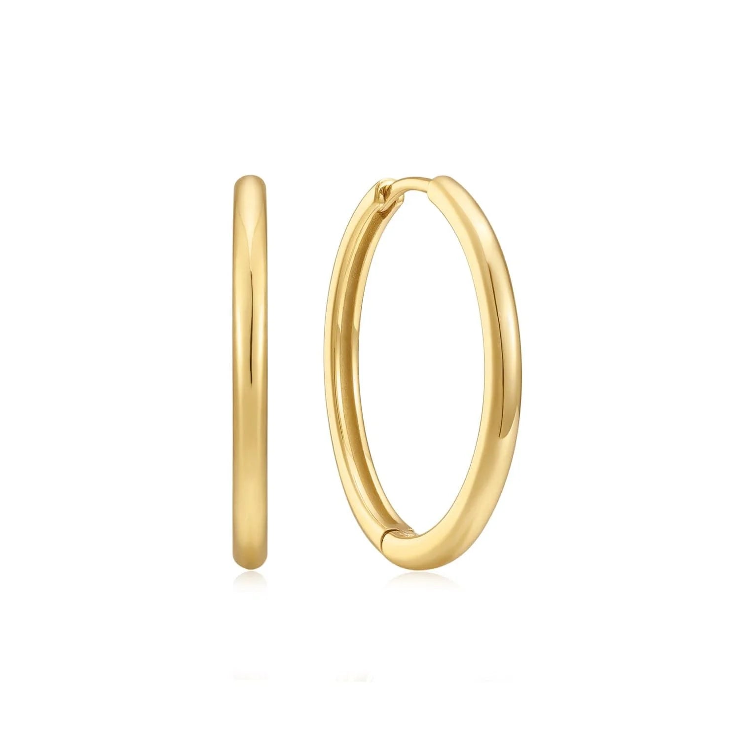 Medium Huggie Hoop Earrings in 14k Gold Plated, Pair of Stylish Huggie Hoop Earrings