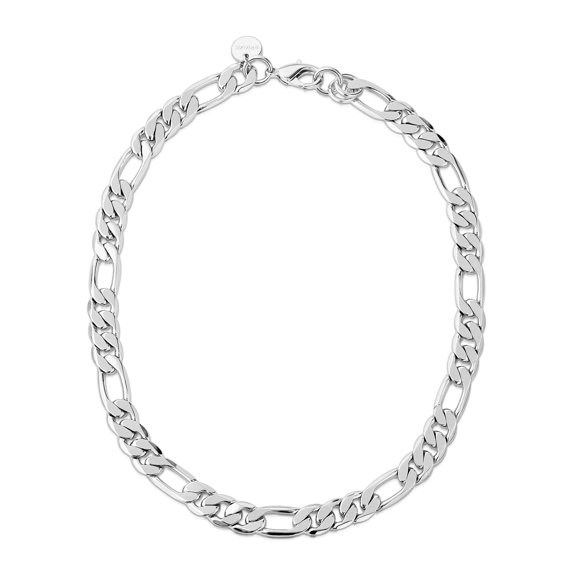 Silver Figaro chain necklace on Men’s Axel Necklace featuring recycled brass figaro chain