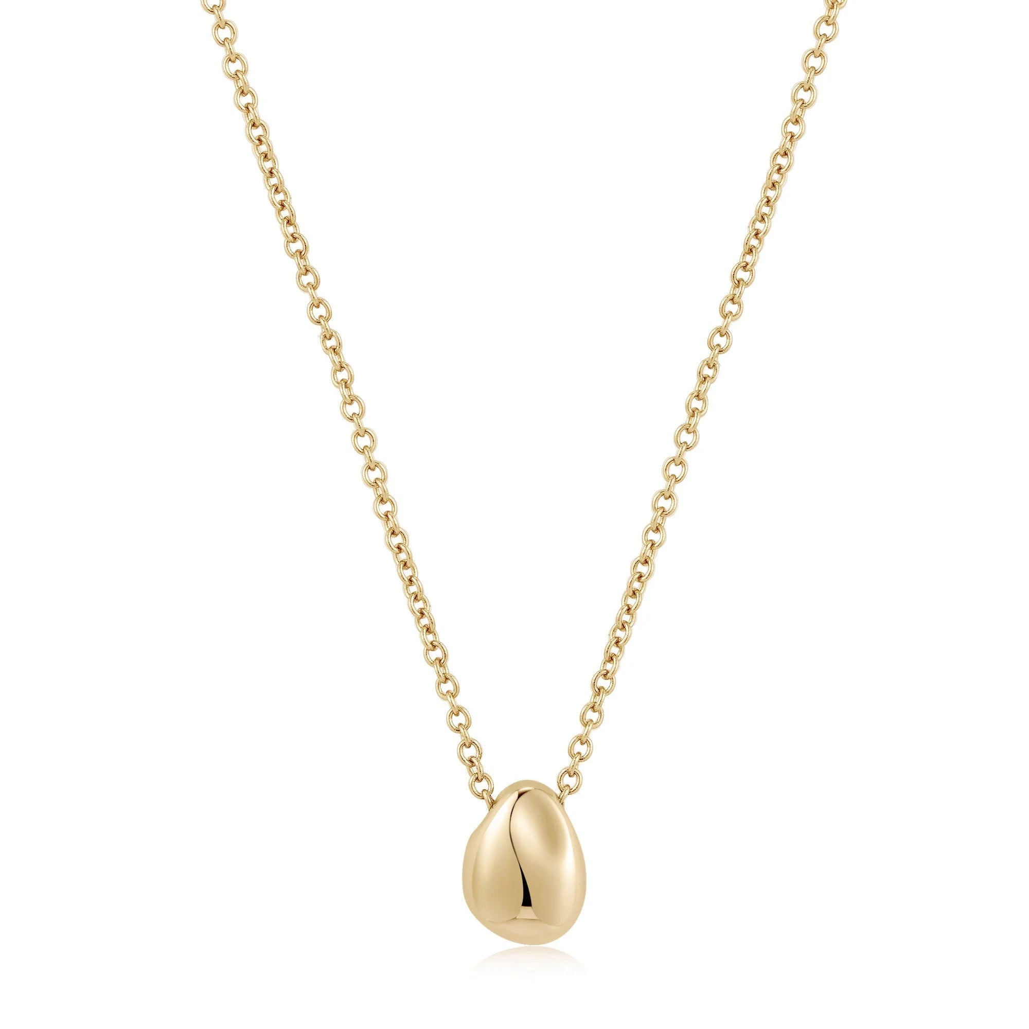 Gold Micro Harmony Pebble Pendant Necklace featuring a sleek pebble pendant design