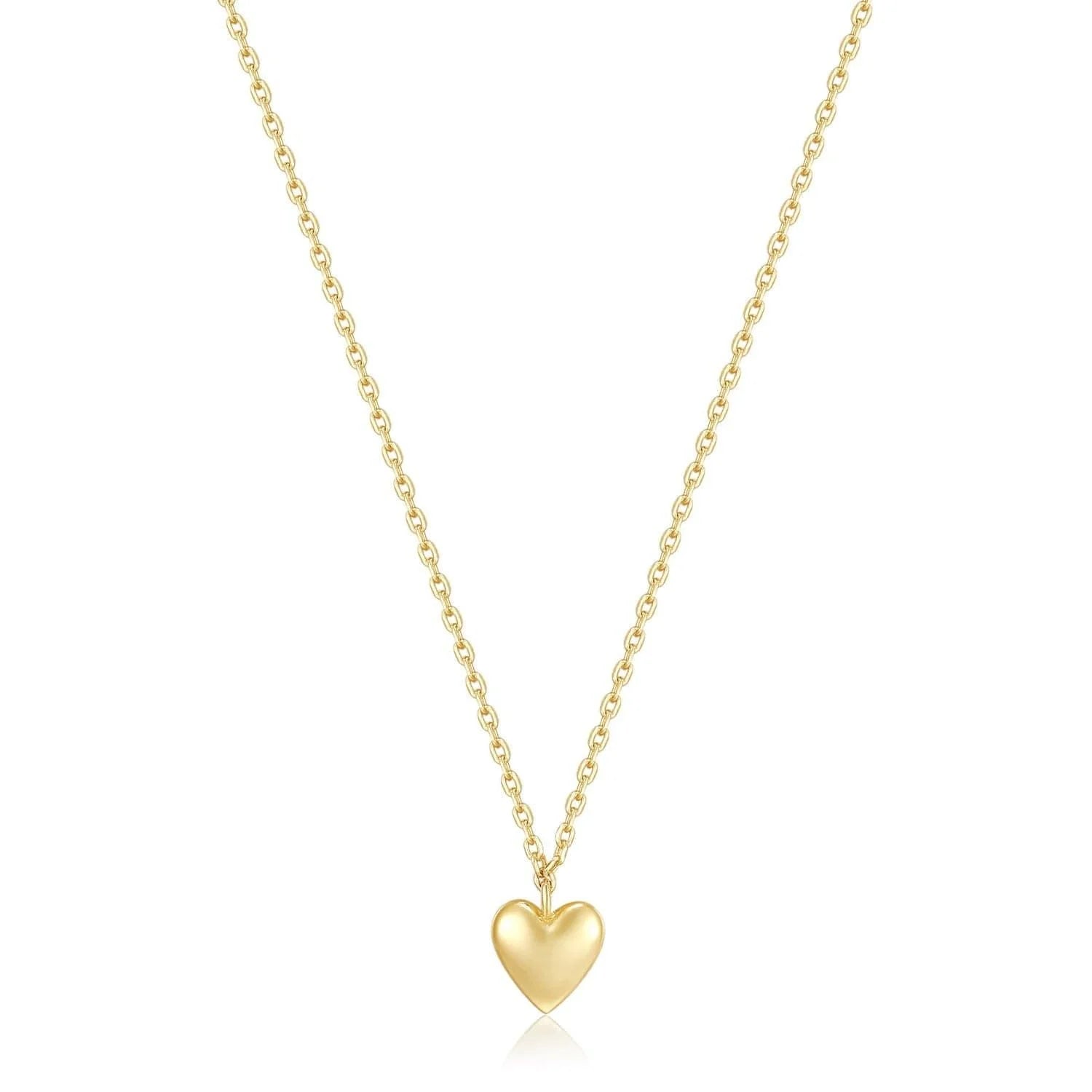 Gold heart pendant necklace in sterling silver, 14k gold plated, with 2in heart charm