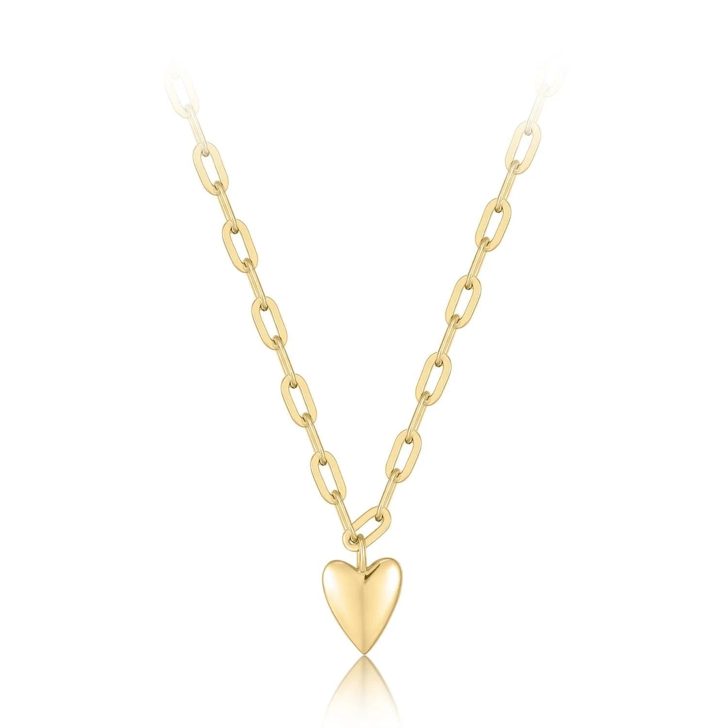 Micro Heart Charm Paperclip Necklace