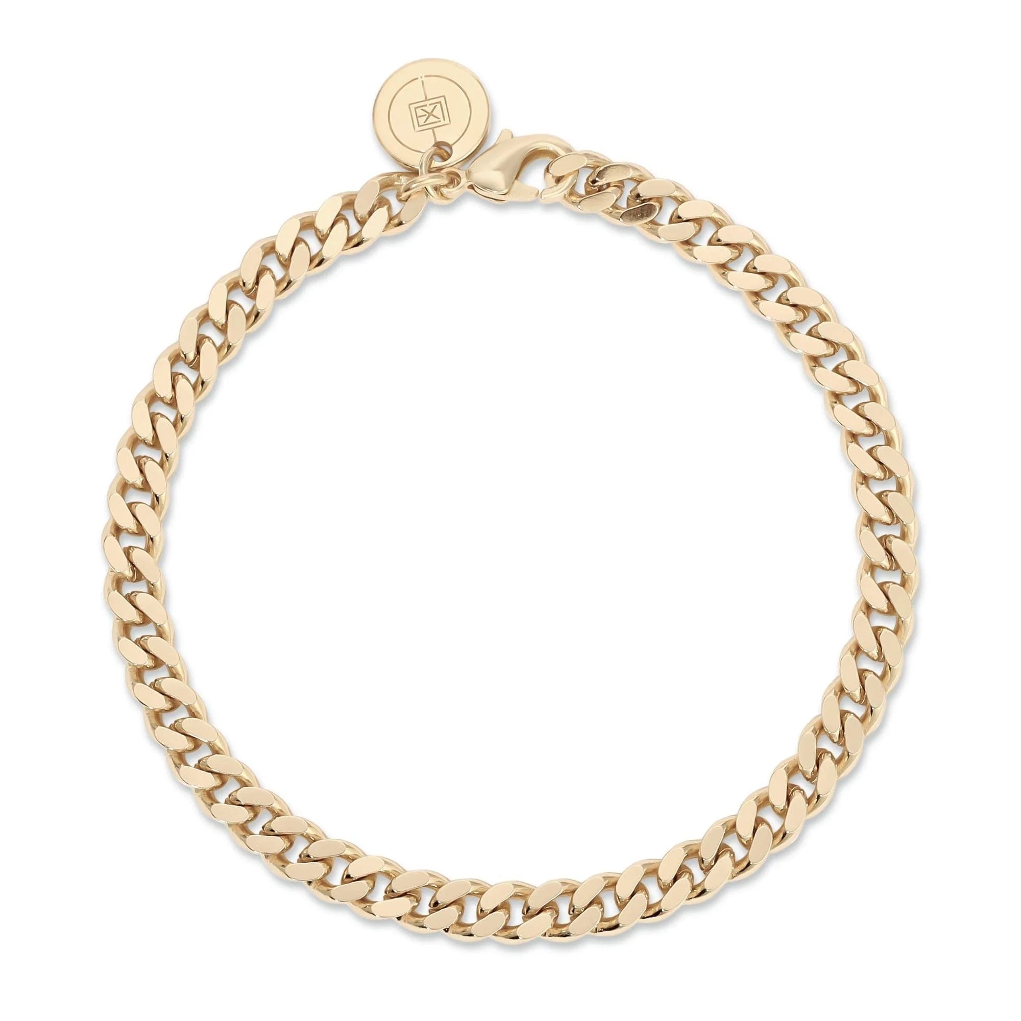Gold-toned Micro Curb Chain Anklet with Ecoat Micro Curb Rhodium Plating
