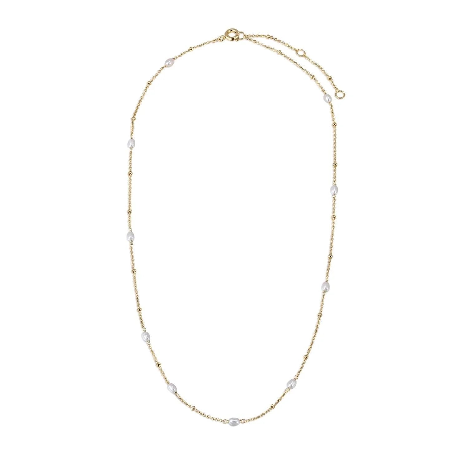 Gold vermeil necklace with pearls, 14k gold vermeil, 16in+2in necklace length
