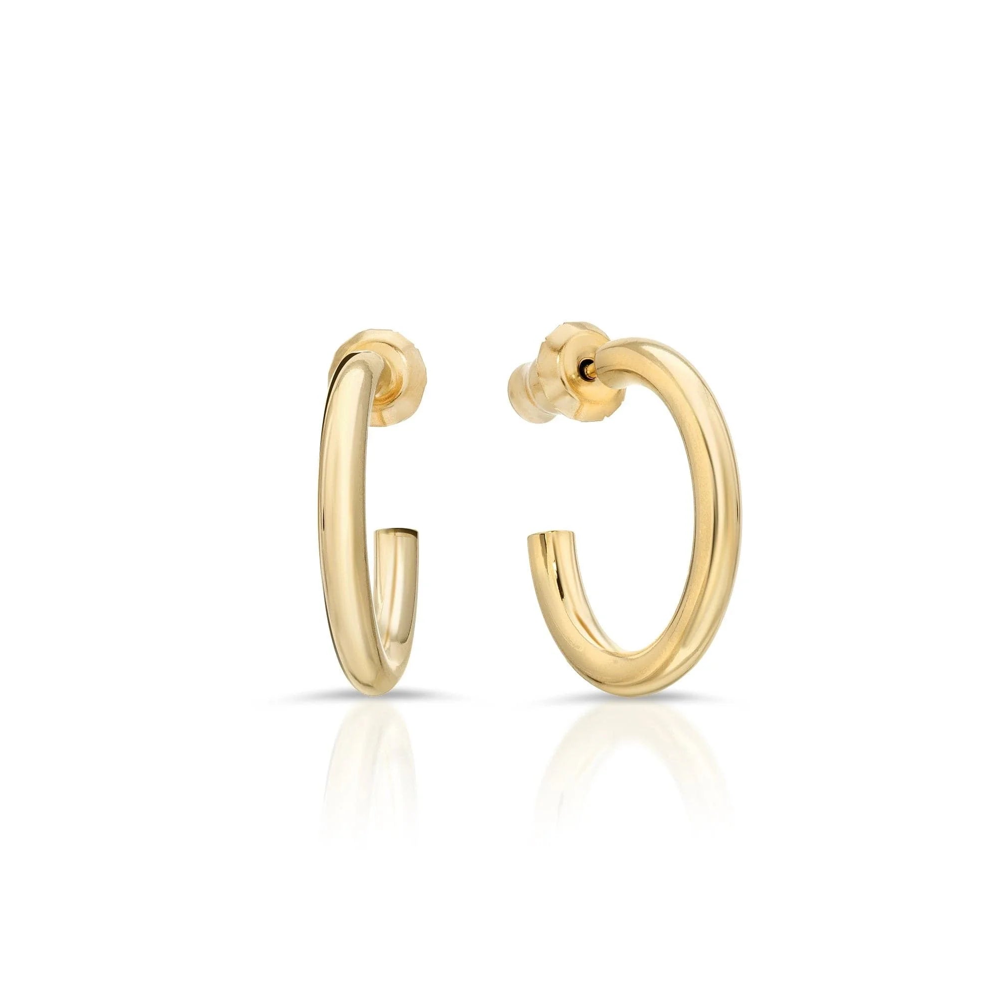 Mini .5 inch ultimate hoops made from recycled brass wire with yellow gold rhodium finish