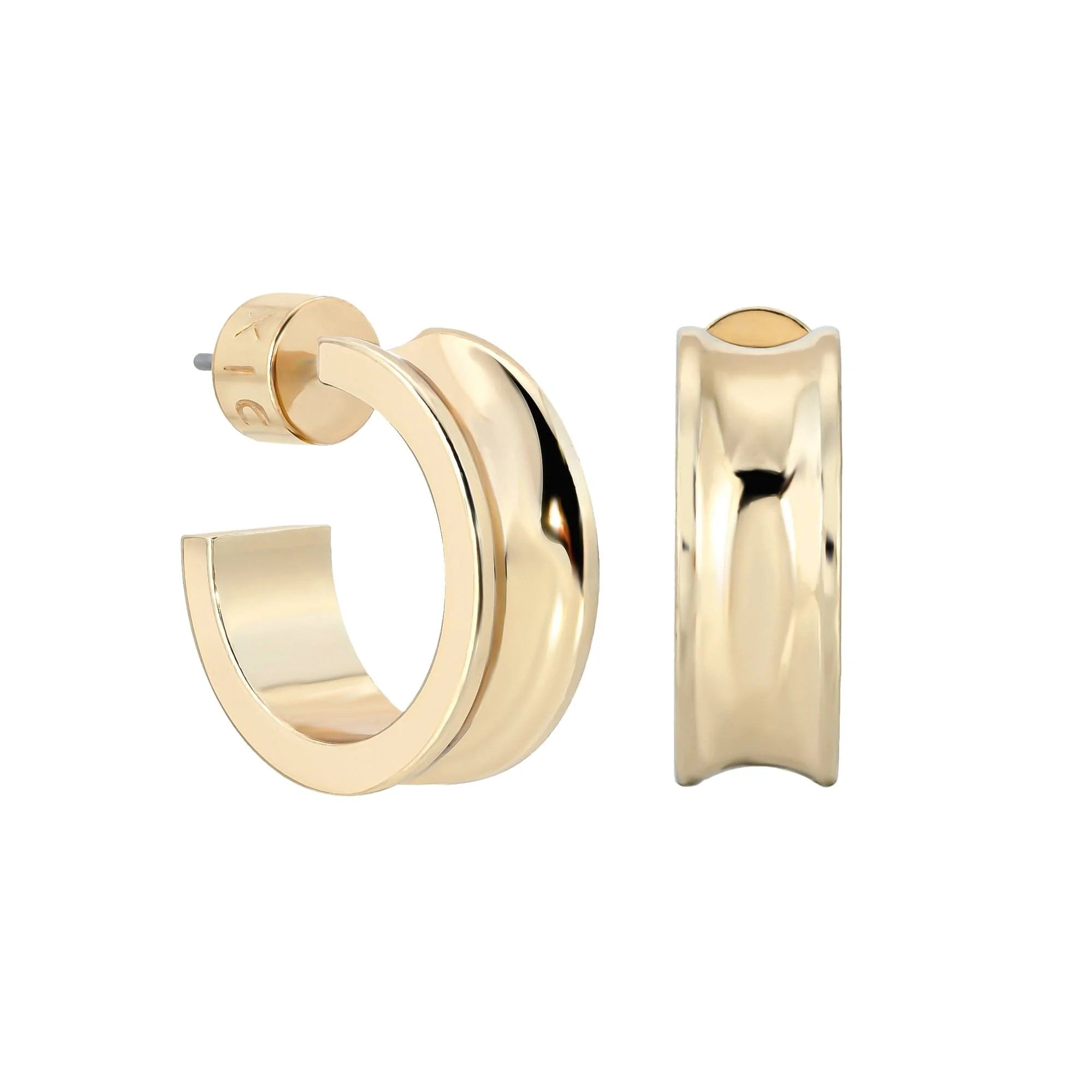 Mini Concave Hoops made of recycled brass and hypoallergenic surgical steel earrings