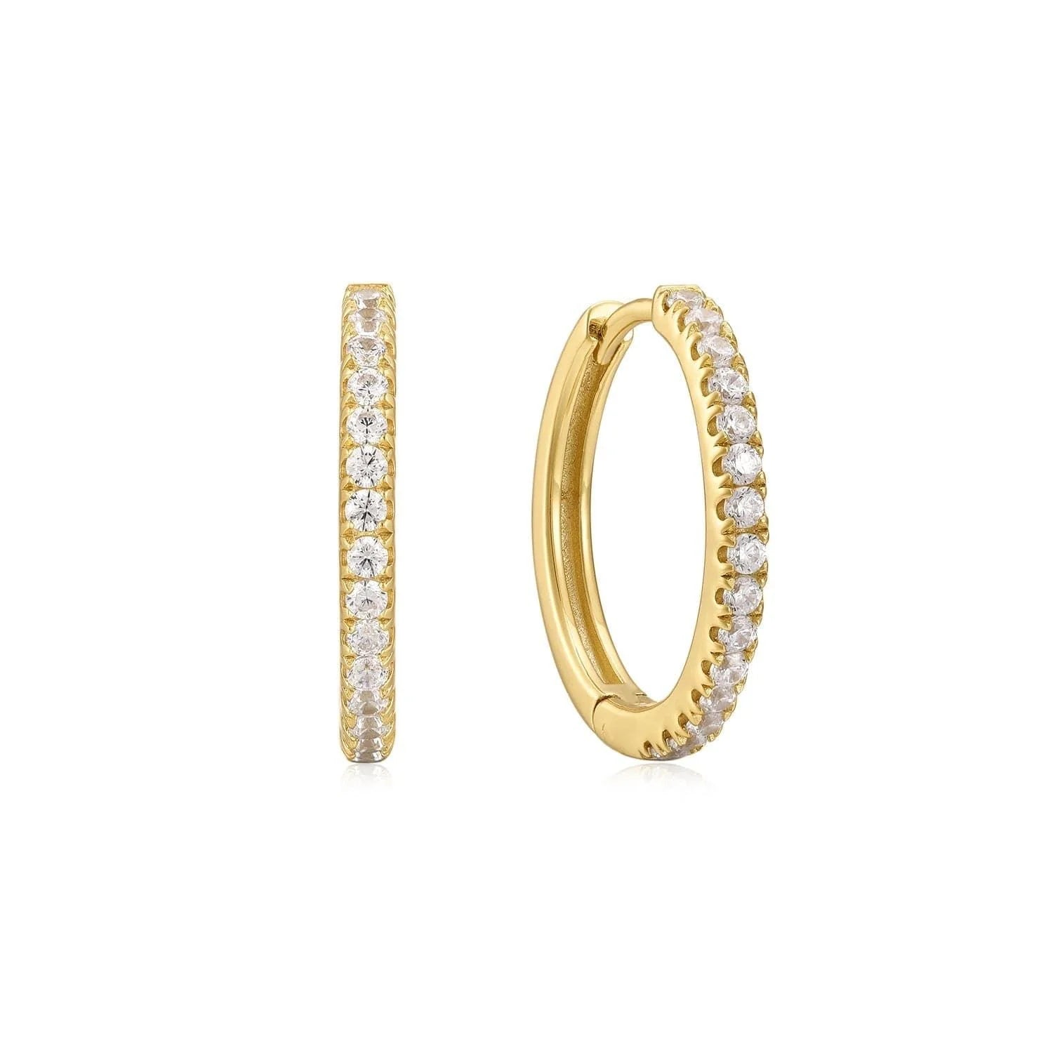 Mini CZ Huggie Hoop Earrings in 14k Gold Vermeil with Crystals