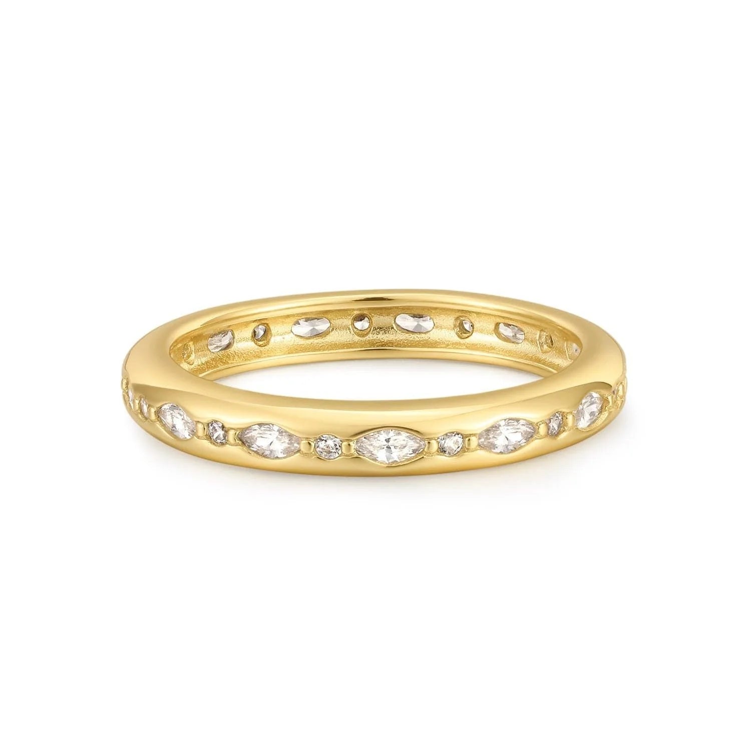 14k gold vermeil eklexic’s stunning multi-shaped channel promise rings with embedded diamonds