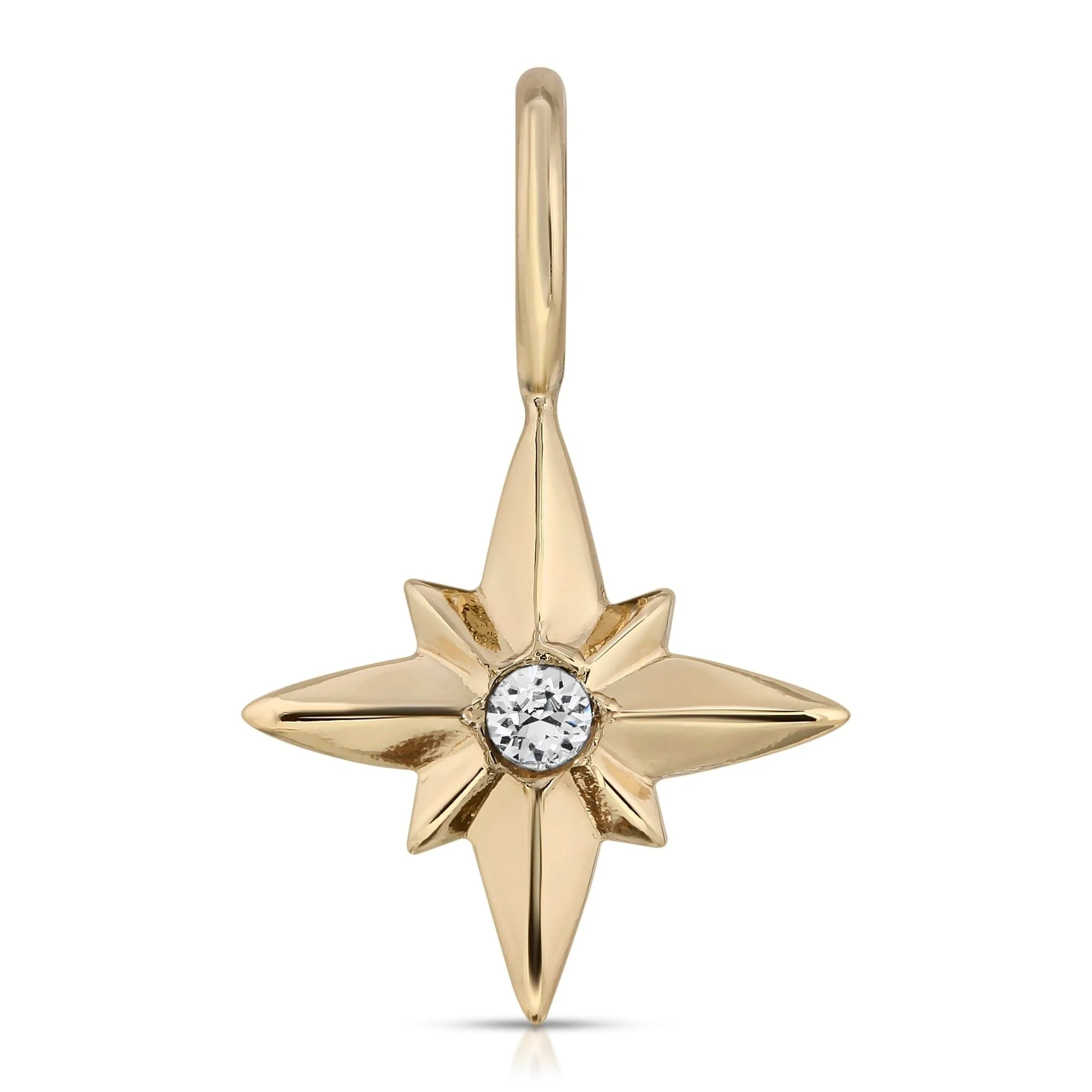 Gold starburst pendant with Swarovski Crystal Eklexic and recycled brass plating in North Charm