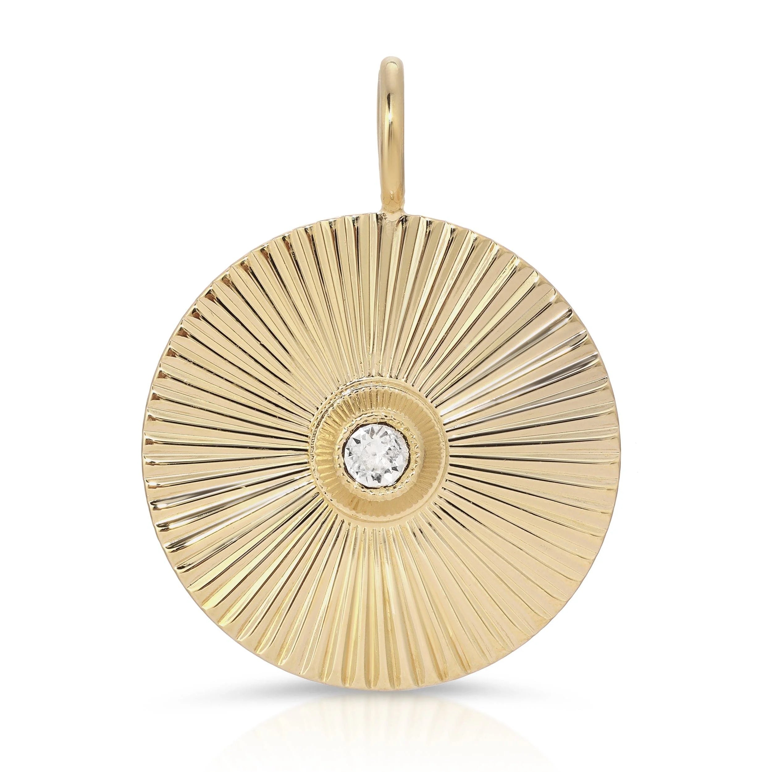 Gold sunburst Ocean Pendant with Swarovski Crystal Center on Luciana Chain for elegant jewelry