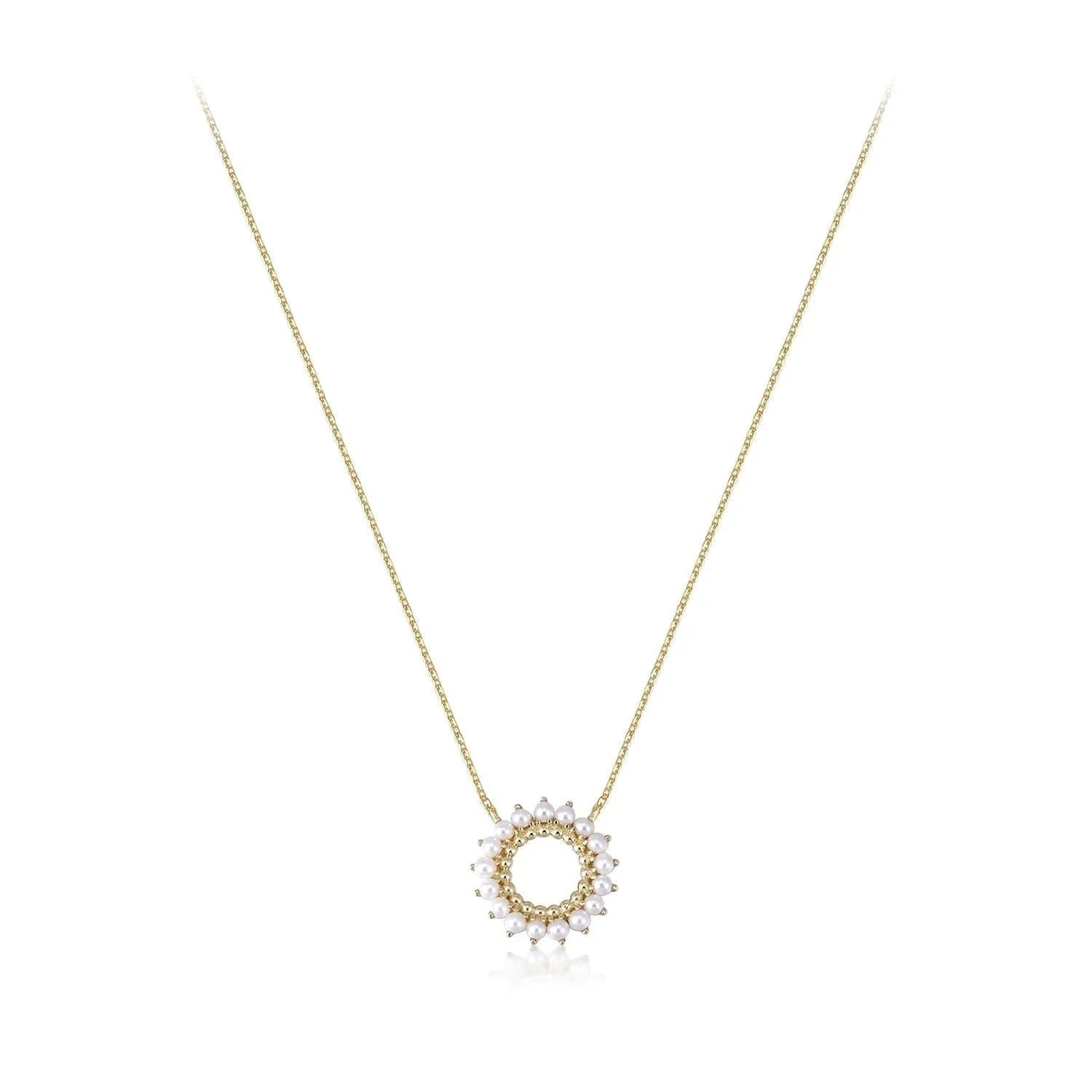 Open Center Multi Pearl Pendant Necklace in 14k Gold Vermeil with Ring Extension Pearl