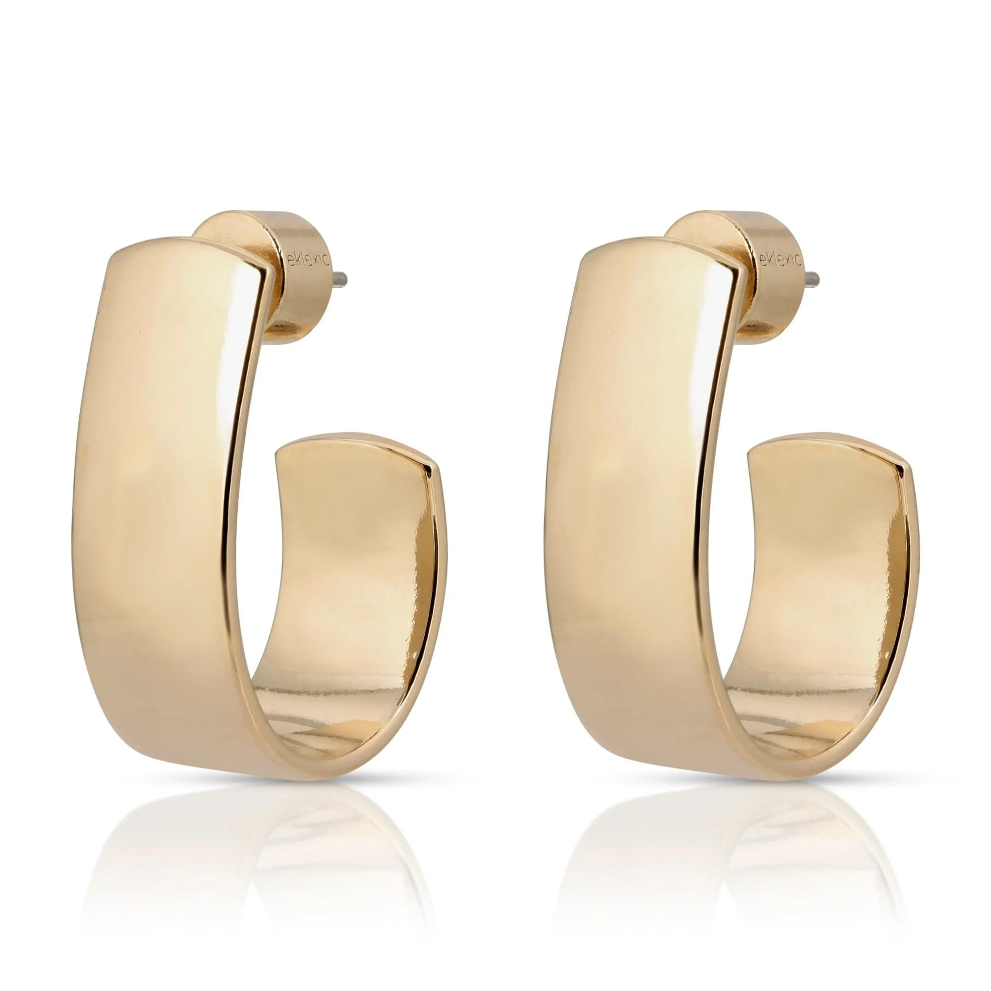 Ophelia Hoops half oval shaped hypoallergenic surgical steel gold hoop earrings