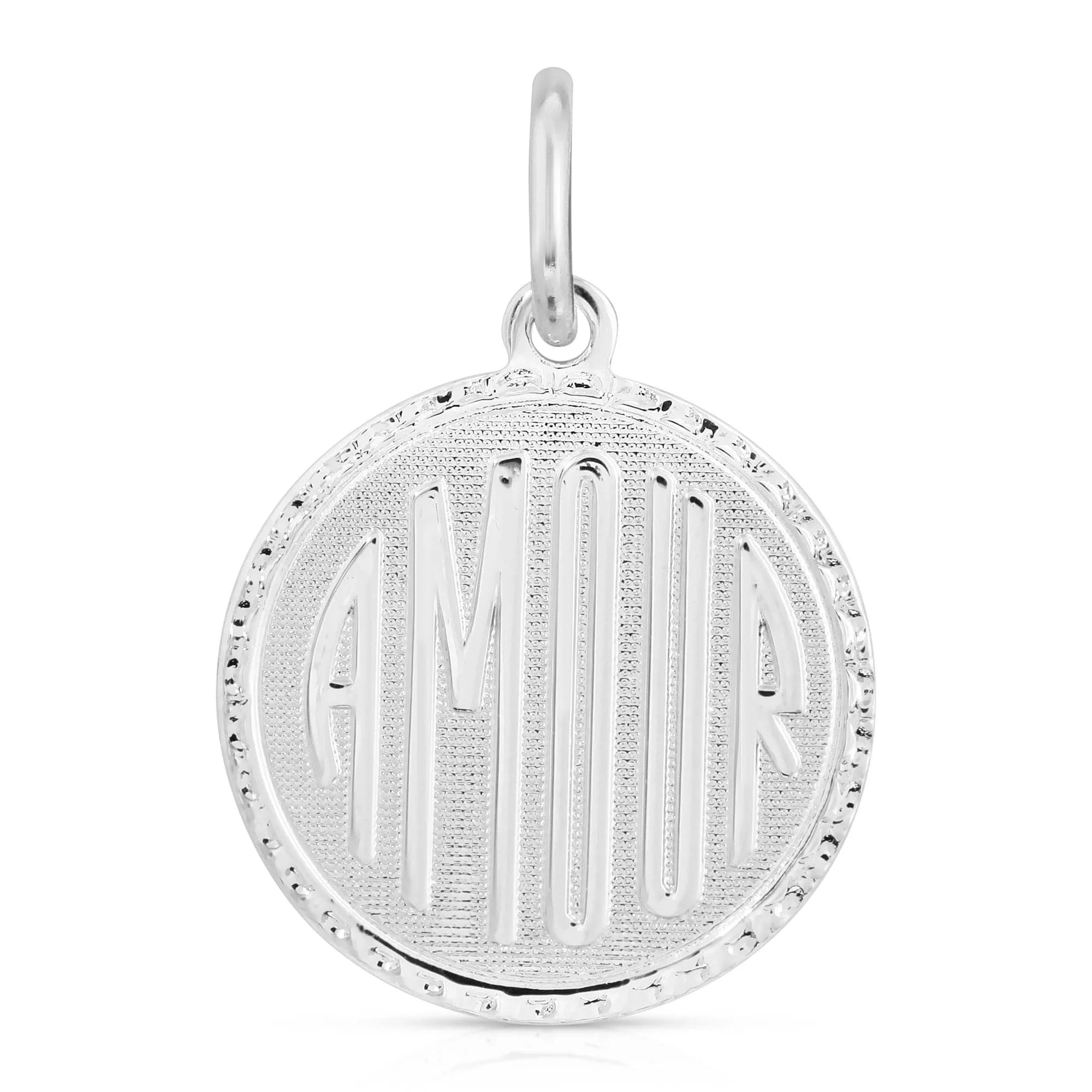 Silver Anabelle Charm pendant with brass plated silver and AMOUR inscription