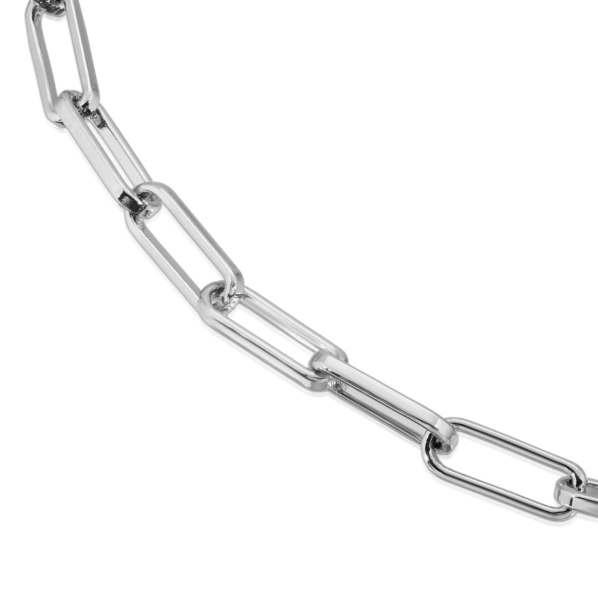 Silver Elongated Link Chain Bracelet with recycled brass paper clip design