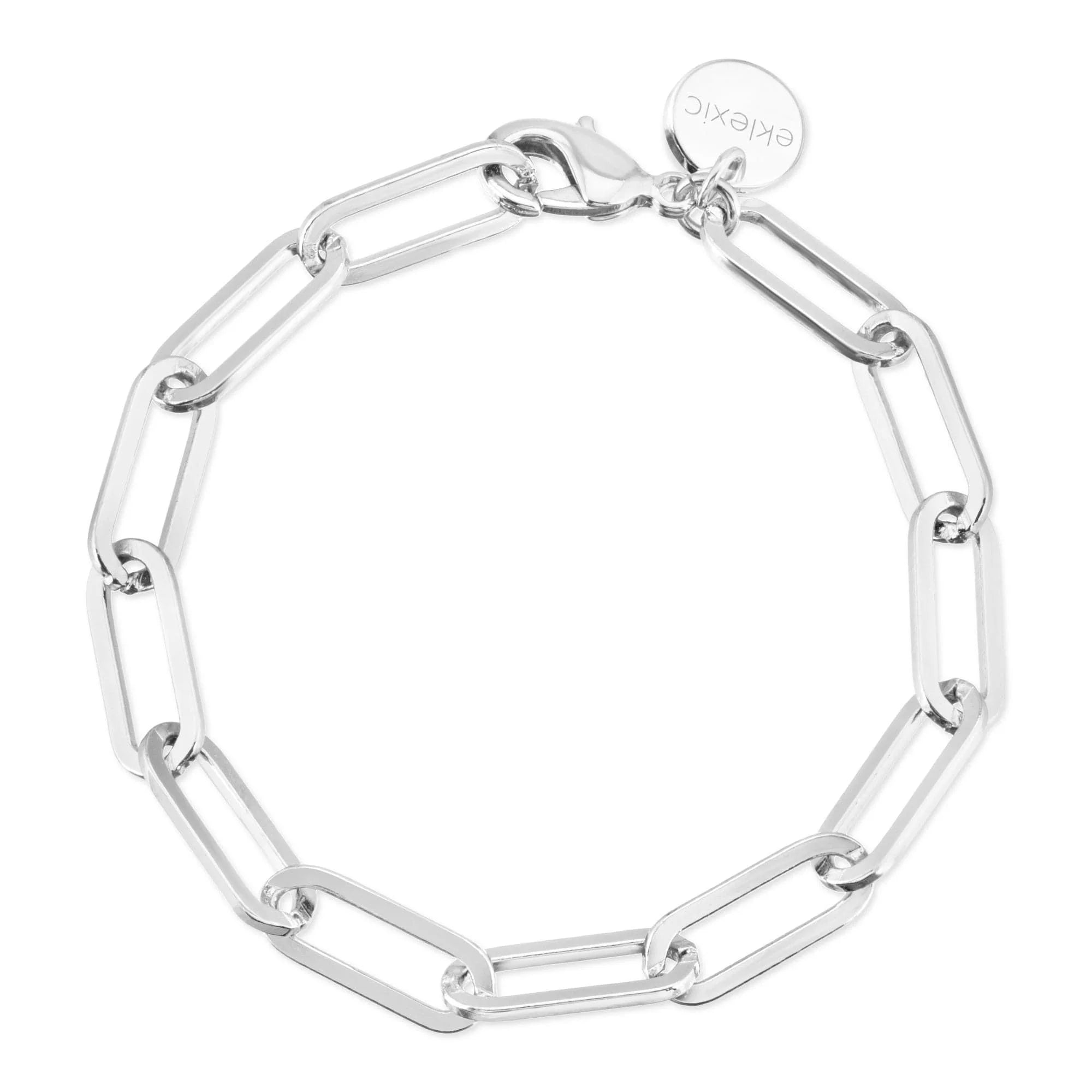 Silver chain bracelet with elongated links, perfect as a brass paper clip or paper clip chain accessory