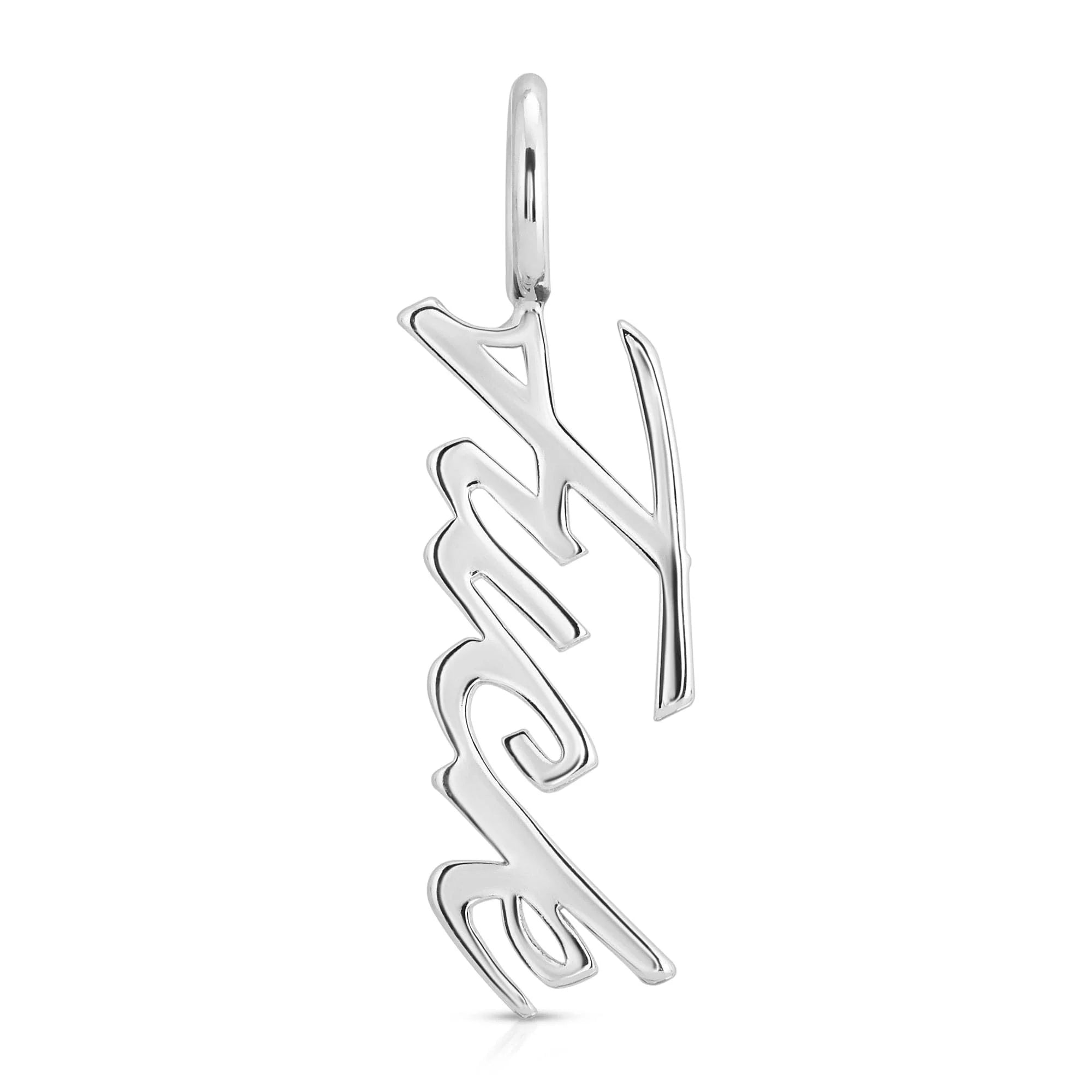 Silver Angel Pendant in Silver Script Pendant Fuck with Recycled Brass Plated Brass Rhodium