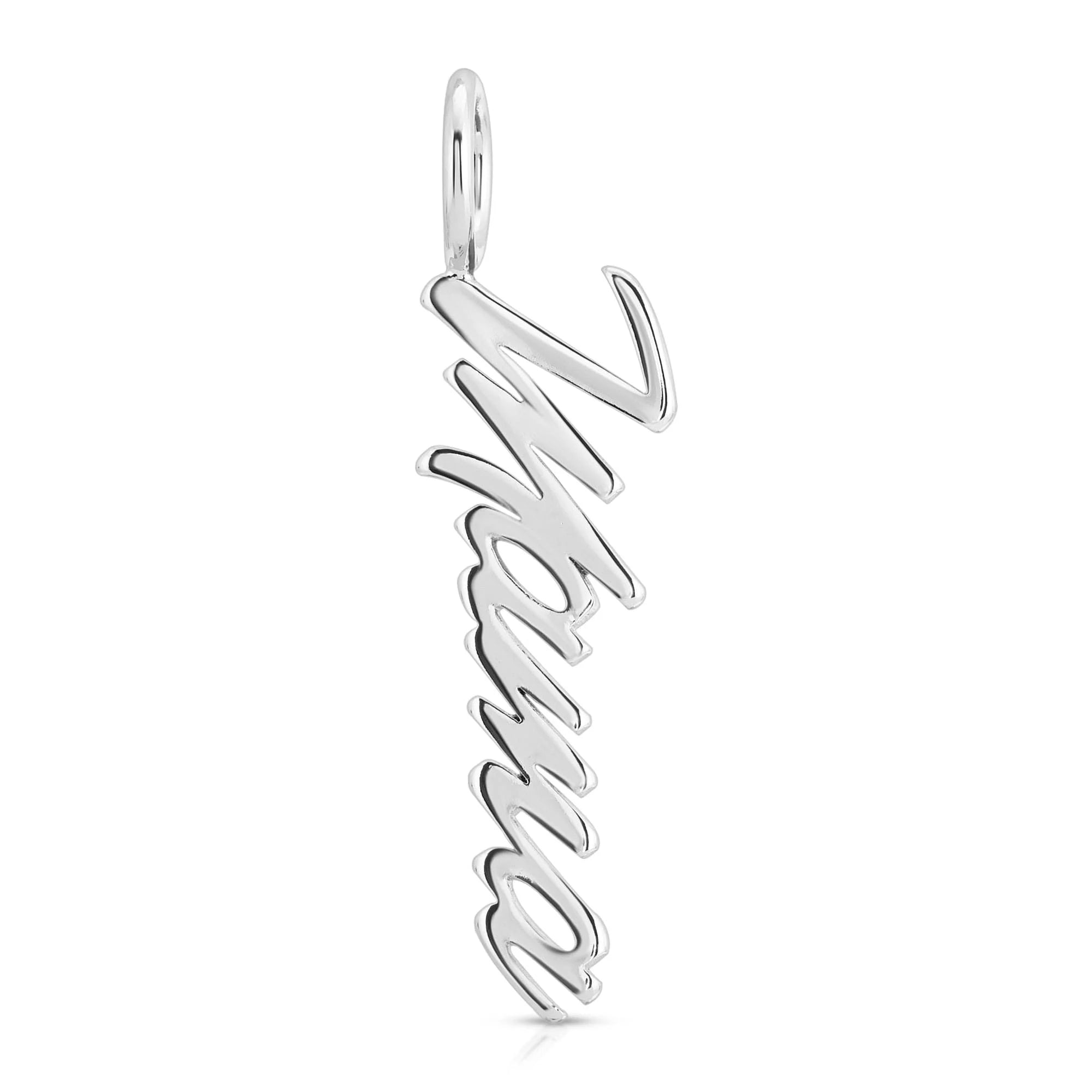 Silver Script Mama Pendant in Recycled Brass Plated with Brass Plated Rhodium finish
