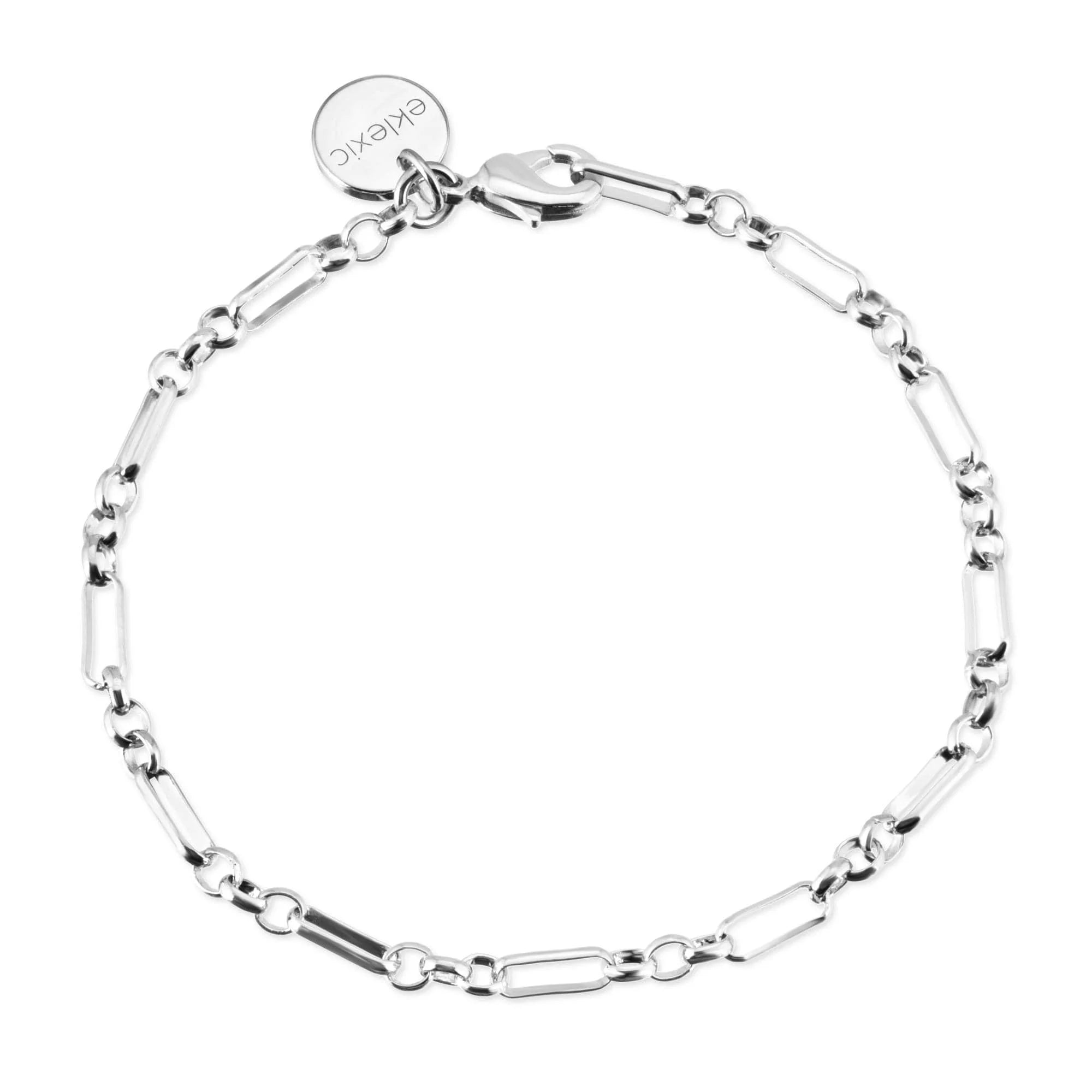 Silver Small Multi Link Chain Bracelet with recycled brass chain and rhodium-silver finish