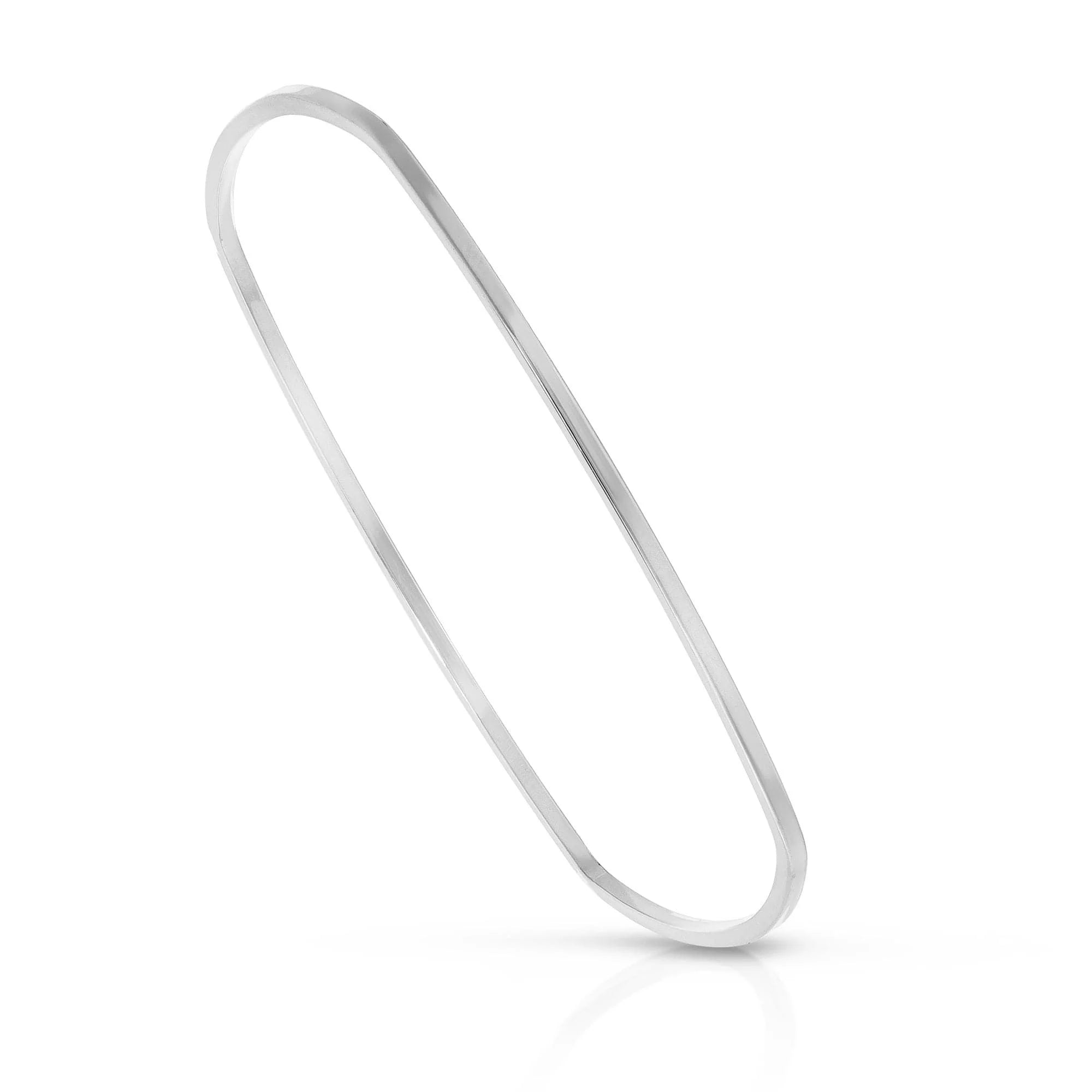 Silver Bangle Bracelet from Skinny Elenor Bangle in 14k Yellow Gold Rhodium Square Shape