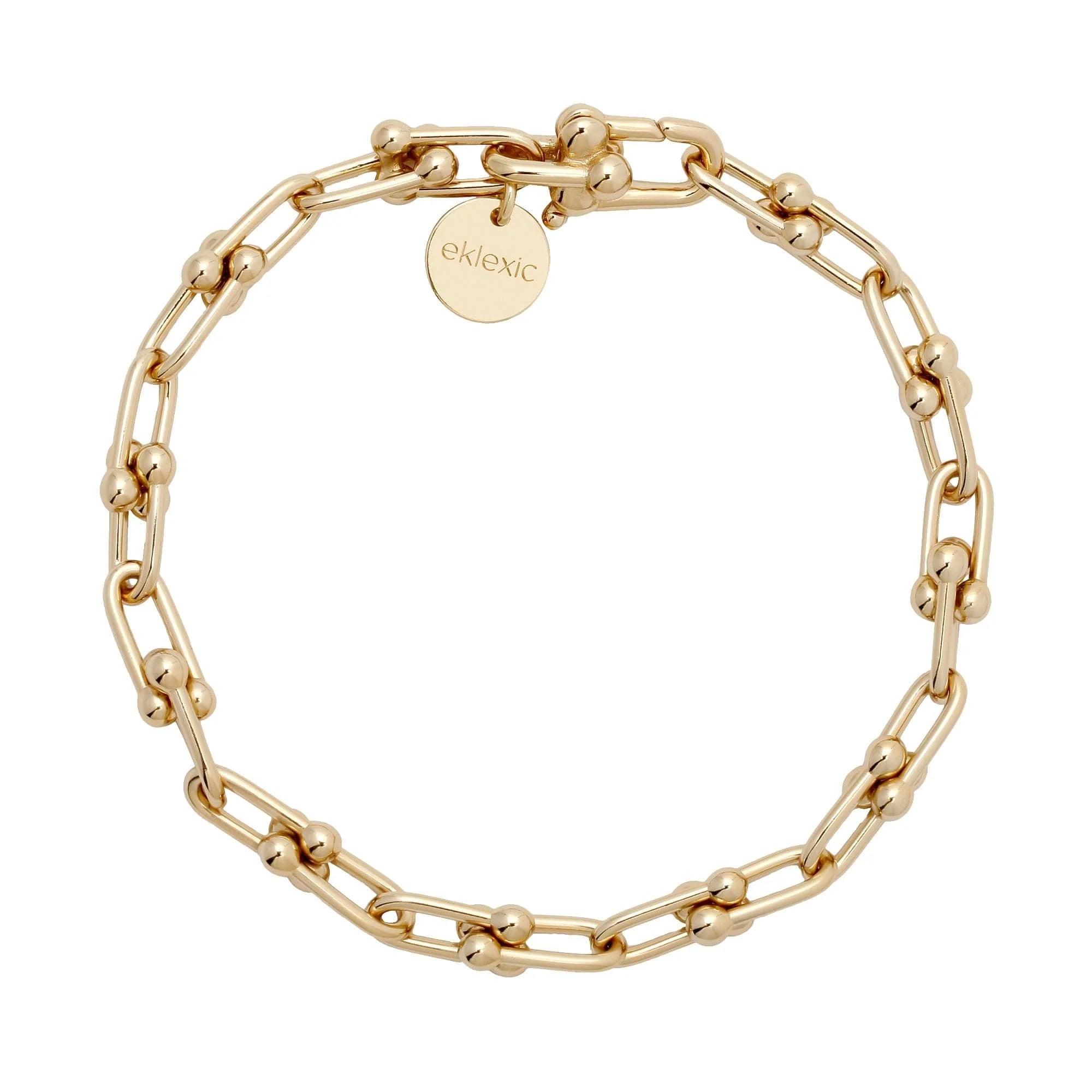 Small Margaux Bracelet featuring a gold-toned custom U-link chain in 14k gold