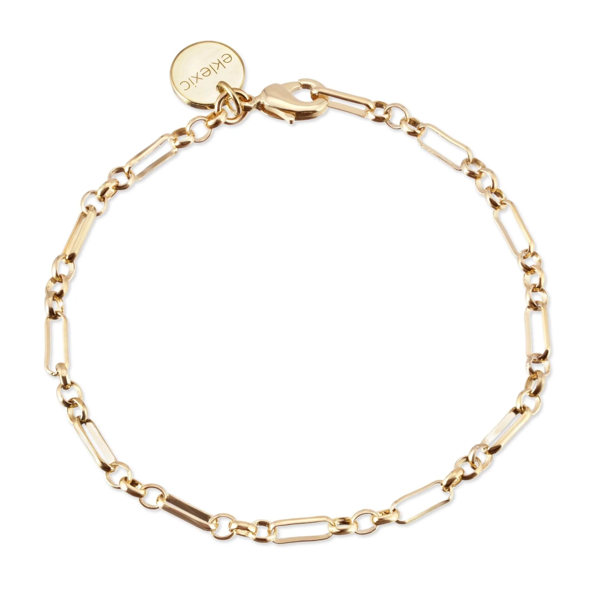 Small Multi Link Chain Bracelet with recycled brass and 14k gold protective coating