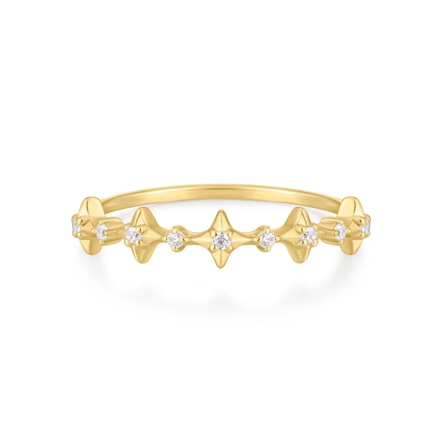 Gold ring with diamond accents in Twinkle CZ Ring featuring 14k gold and sterling silver