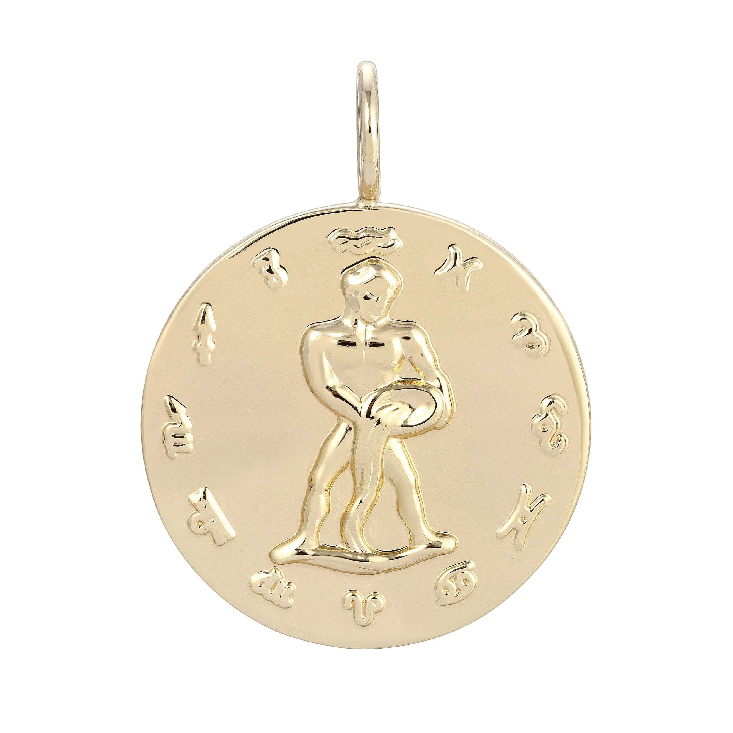 Gold Aquarius zodiac pendant displayed in the Zodiac Pendant Aquarius product photo