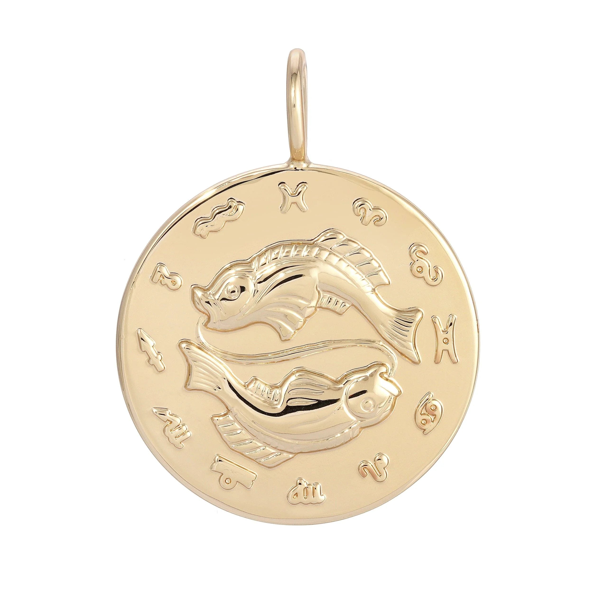 Gold Pisces zodiac pendant displayed in Zodiac Pendant Pisces product for astrology jewelry enthusiasts